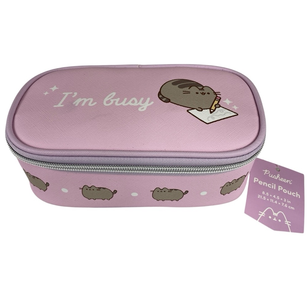 Pusheen Pink I'm Busy Pencil Pouch Case or Makeup Travel Case NWT